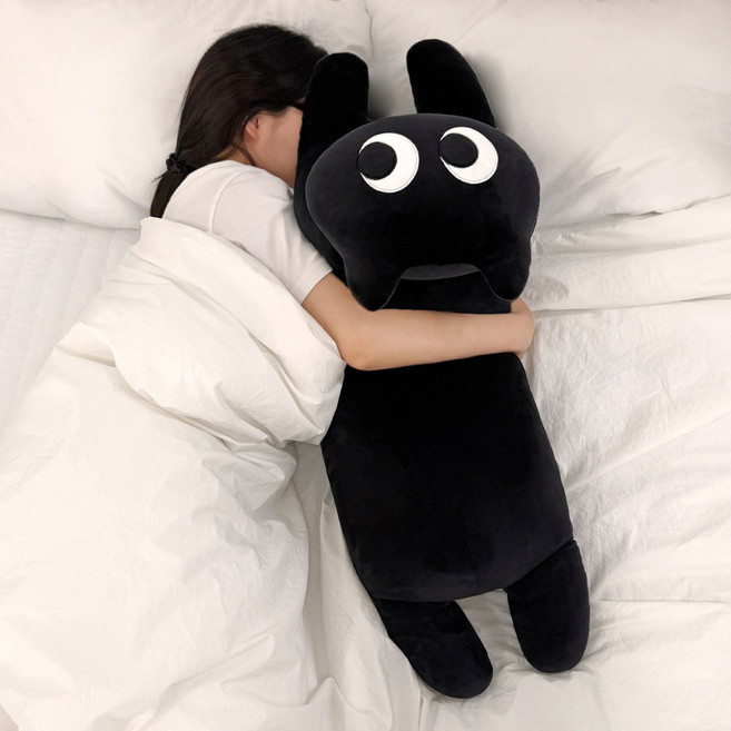 미뇽맨션 길쭉이 뚱냥이 바디필로우 인형 대형 애착 집들이 이사 자취 생일 선물 추천, 1개, 블랙, 25cm