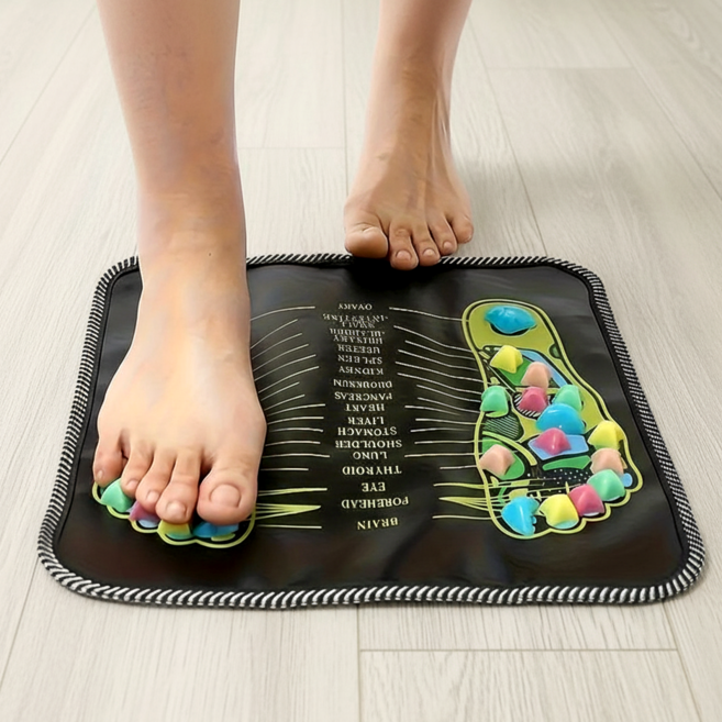 집에서도 즐기는 발바닥 마사지 지압패드 발 지압판, 1개, 35*35cm 블랙+그린