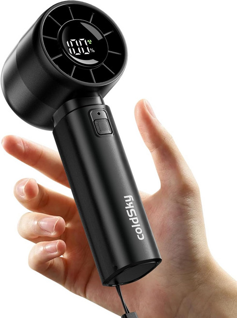 콜드스카이 휴대용 터보 팬 디지털 디스플레이로 5배속 고속 개인용 4000mAh 충전식 소형 실외 및 여행 필수품을 위한 최대 12시간 냉각, Black