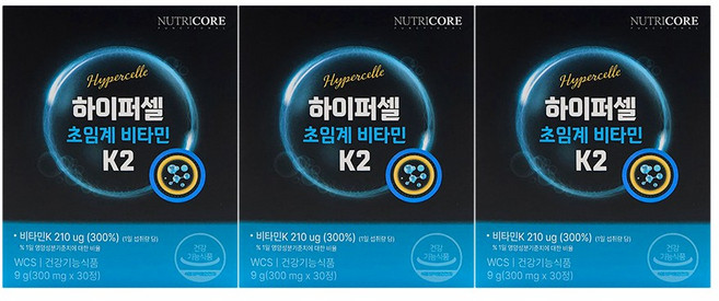 뉴트리코어 하이퍼셀 초임계 비타민k2 1개 30정, 3개