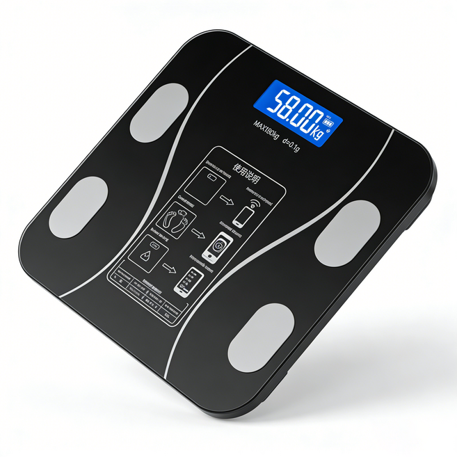 AIVK 智能體脂計 APP連接體重秤 LED顯示BMI體重機 NCC認證, 可測體重體脂, 1個, 黑色