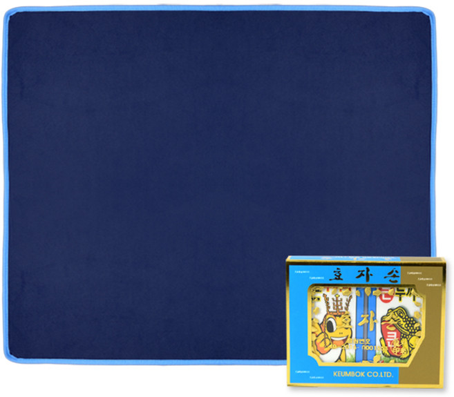 곰곰 대형화투+놀이매트 세트 고스톱 포커 보드게임 마작 윷놀이 화투매트, 블루, 세무, 네이비, 1개