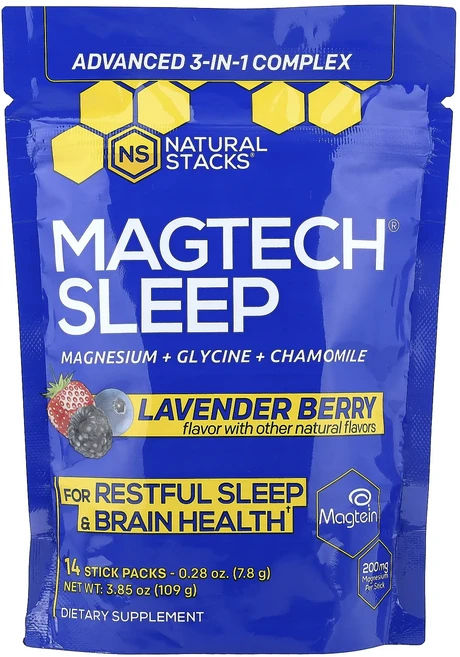 프리미엄상품 Natural Stacks Magtech® Sleep 라벤더 베리 스틱팩 14개 개당 7.8g(0.28oz) 끝내주게잘나가는상품, NaturalStacksMagtechSleep라벤더베리 - 쿠팡