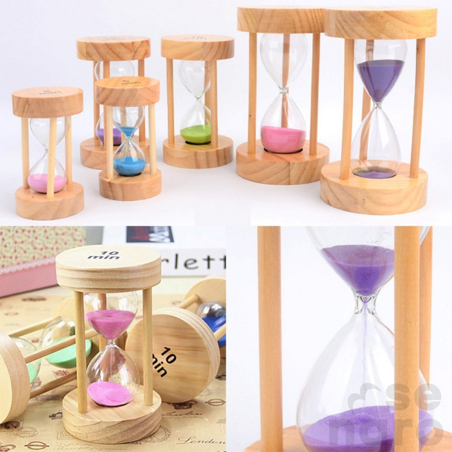 사우나 욕실 원형 원목 유리 인테리어 모래시계 게임 알람 모래시계 5분 10분 15분