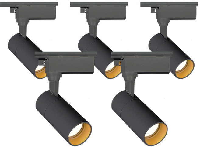 라인조명 LED 커브 원통 COB 스포트 레일조명 블랙바디, 5개, H. 전구(노란빛) 30w
