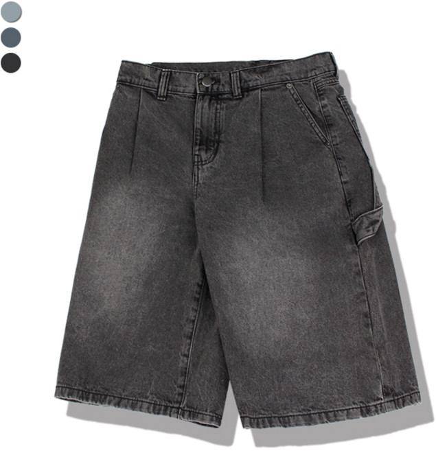 오마보이 남성용 카펜터 버뮤다 무릎기장 청반바지