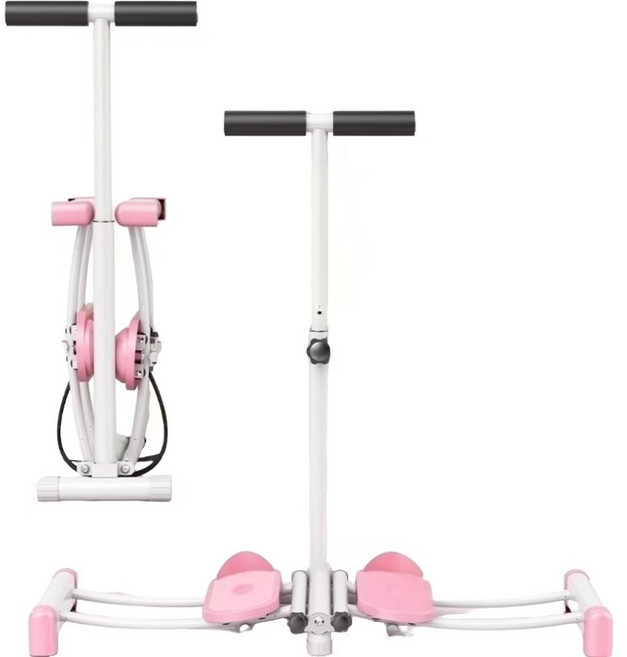 踏步機 把手設計 三段高度可調, 粉色, 新升級-美腿塑形滑雪機