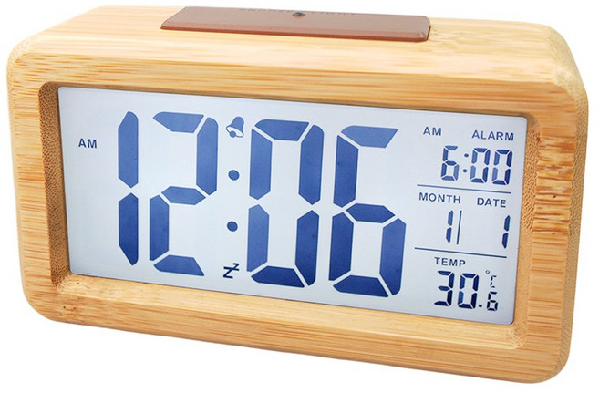 쏘이온 LCD 우드 디지털 전자 탁상시계 무소음 온도가능, 우드탁상시계1p