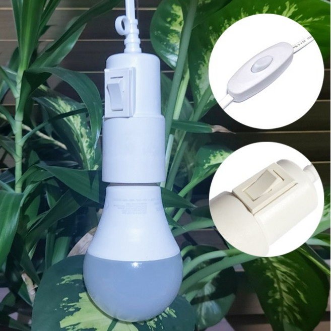 똑딱스위치 소켓+중간스위치 전선/ 조명 전등 캠핑 카페 식물등 인테리어 조명등 LED전구 작업등, 1개, 똑딱SW+중간SW전선-백색10m