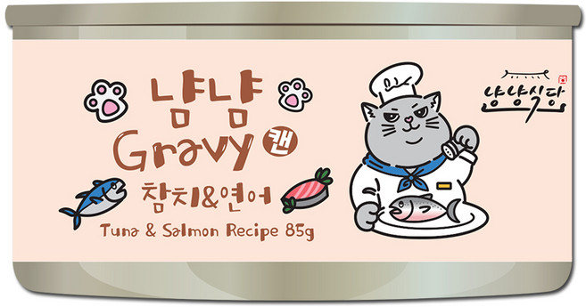냥냥식당 냠냠 그레이비캔 고양이간식, 1개, 85g, 참치&연어