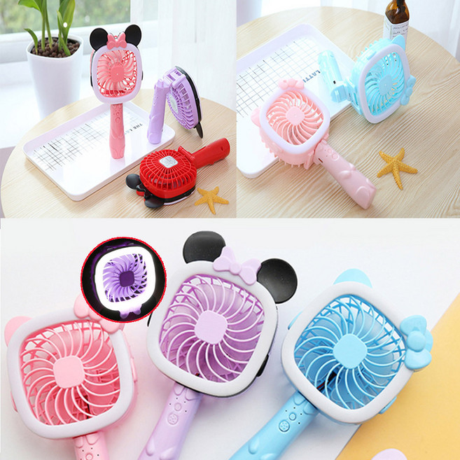 파피앙 LED휴대용선풍기 핸드선풍기 충전선풍기 미니선풍기, LED마우스(꺽임)-레드