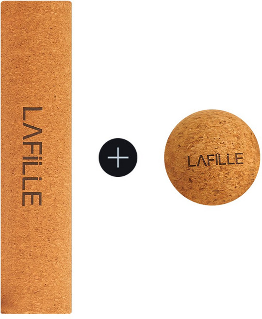 라필레 뭉침 제거 고밀도 코르크 폼롤러 45 x 10cm, 1세트, 폼롤러+마사지볼