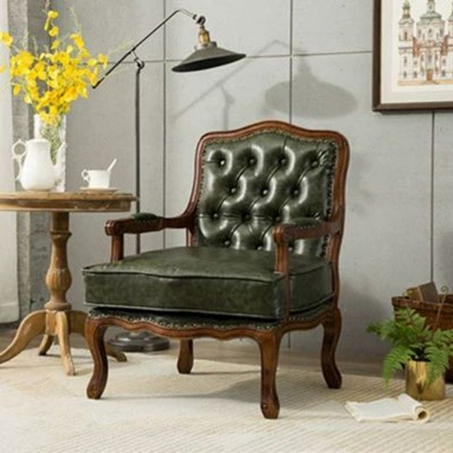 빈티지 쇼파 1인용 용 카페 엔틱 소파 거실 인테리어, 3. 올리브그린핸드터프팅