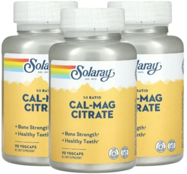 솔라레이 Solaray 칼슘 마그네슘 시트레이트, 90정, 3개 - 쿠팡
