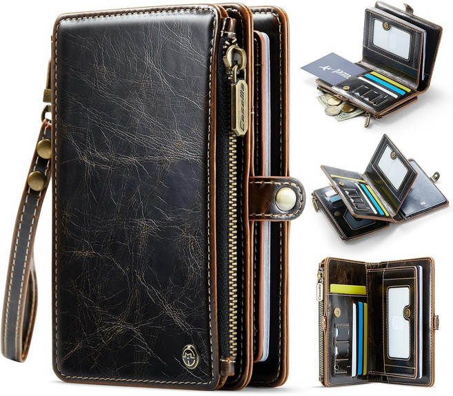 [RFID 차단] 대용량 여권 지갑 11개 카드슬롯 + 여권/현금 수납 분리형 손목 스트랩 포함