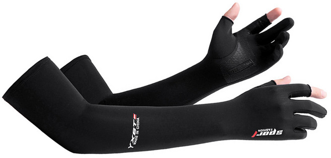 락모터스 오토바이 손가락 팔토시 쿨토시 자외선차단 손등 여름 골프 자전거 승마 등산, 블랙, 1세트