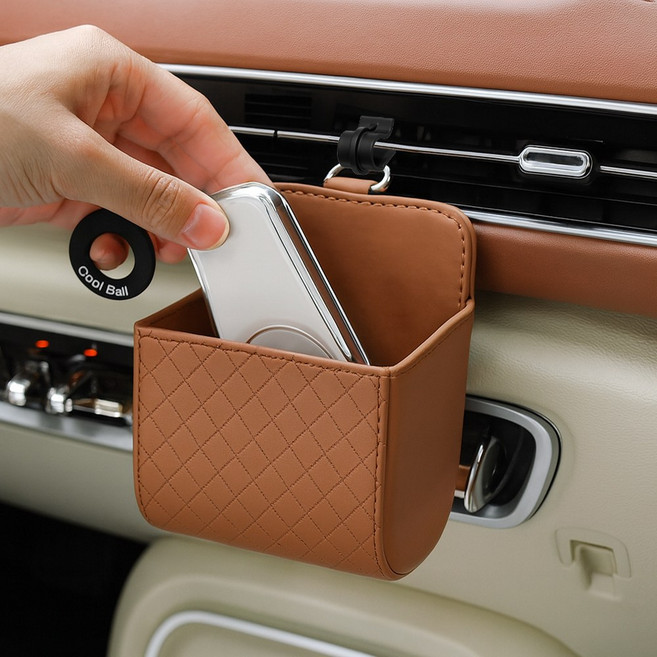 프랜베이 차량용 송풍구 다용도 수납 거치대, 브라운, 1개