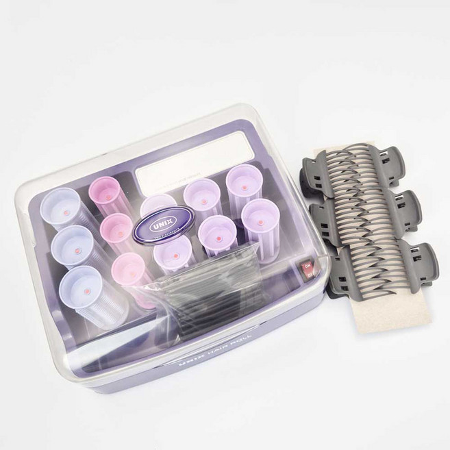 전기 헤어롤 셋팅기 세팅기 헤어세팅기 전기구루프 세트 머리롤 전기롤 웨이브헤어롤 셋팅기, 혼합 색상, 유닉스 전기 헤어롤