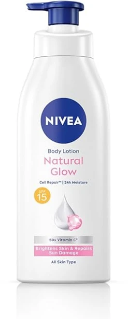 NIVEA Body Lotion Natural Glow Cell Repair With Uva/Uvb Filters And Spf 15|50X Vitamin C For Skin, 400ml, 1개 - 쿠팡