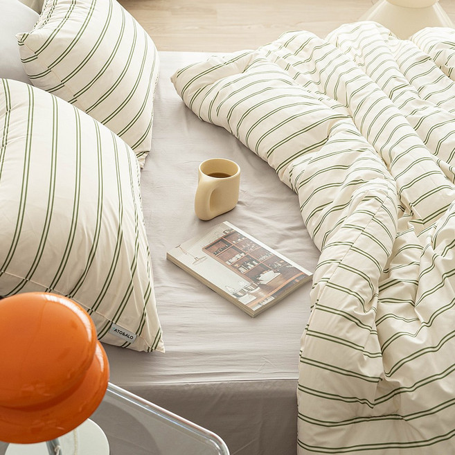 아토앤알로 홀리데이 스트라이프 항균 알러지케어 차렵이불베개세트 SSS