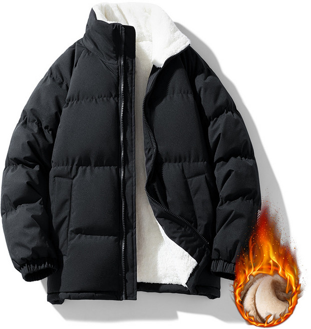 순색의 패딩 점퍼 가을겨울 기모 두꺼운 오리털 보온 아우터