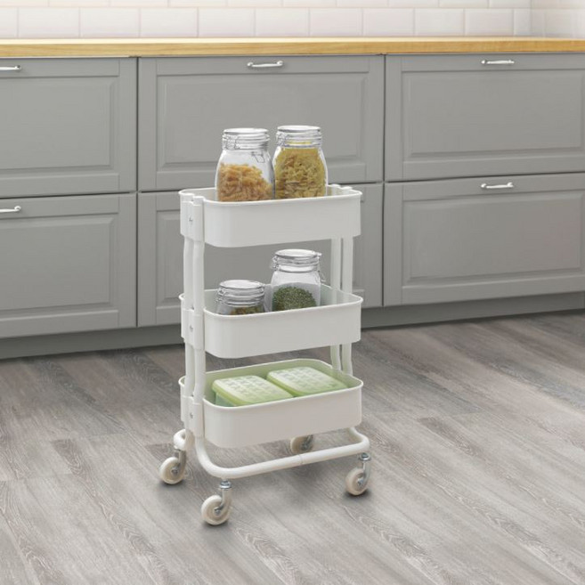 이케아 RASHULT 로스훌트 카트 504.459.90 주방 트롤리 이동식 기저귀 정리함, 화이트, 4단