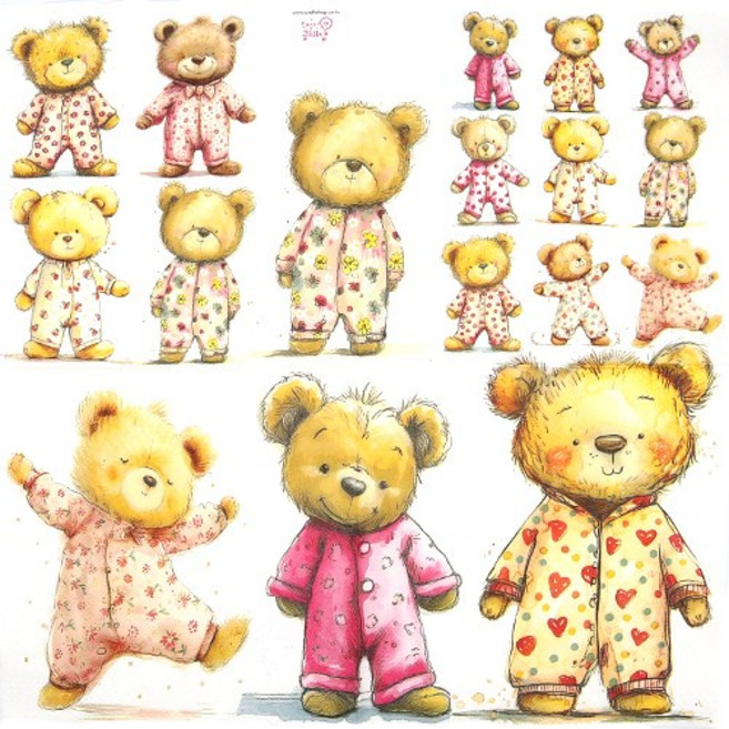 파자마 푸 냅킨, 1세트, 20개입, 믹스