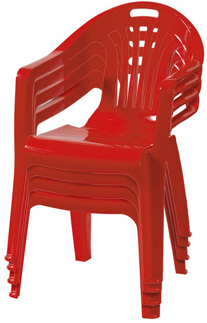플라스틱의자 팔걸이의자 행사 편의점 포장마차 간이용 보조 4개, 레드