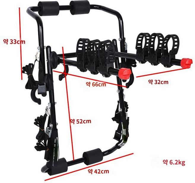 차량용 자전거캐리어 2대용 SUV 승용차 후미형 거치대 번호판, B.번호판불능클래식(고탄소강)거치2대, 1개