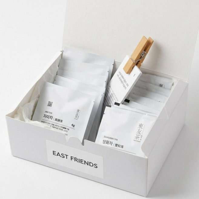 김진아 14일 찻잔명상 루틴키트 동우차 티백 14개 (자미 쌍화 천월 천일) + 명상카드 + 우드클립, 동우차 4종 + 명상카드