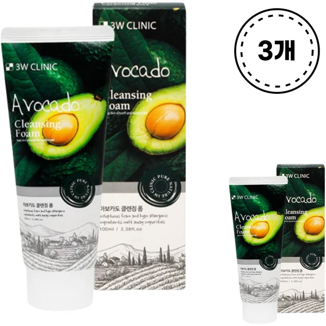 클리닉 클랜징 아보카도 클렌징 폼 과일 퓨어 폼클렌져 100ml 3개 - 쿠팡