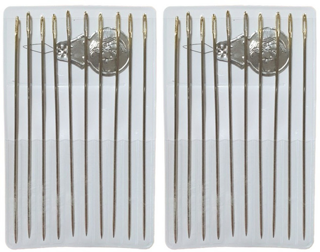 본라이프 시침용 귀큰바늘10P 효자핀 이불 수선 바느질 옷바늘 의류 침구 퀼트 인형 이불 두꺼운 원단 큰바늘 긴바늘 대바늘, 2개