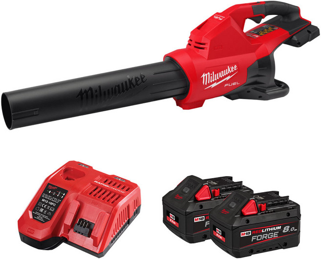 밀워키 M18 F2BL-802 충전 듀얼배터리 아웃도어 송풍기 8.0Ah 배터리 2개 세트, 1개