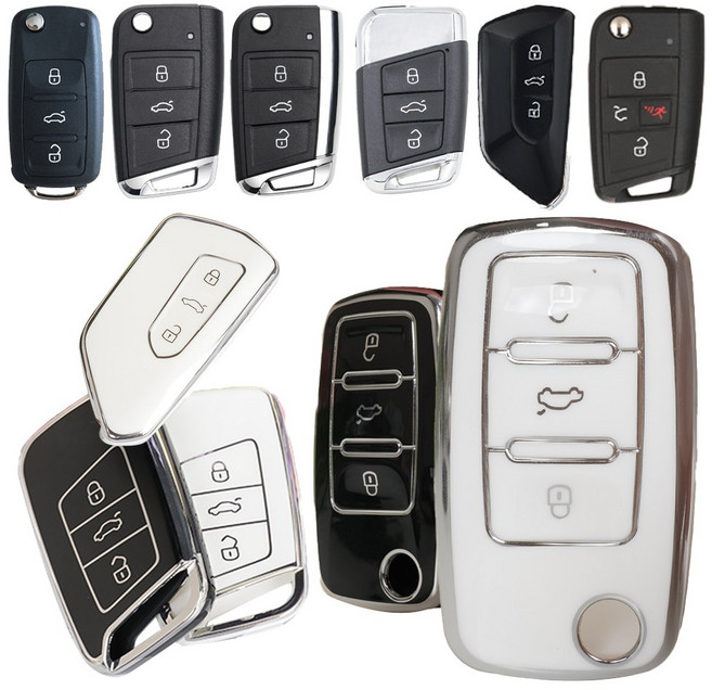 바이어블 폭스바겐 전차종 스마트키 차량용 TPU 풀커버 키케이스 키홀더 / 골프 8세대 7세대 R 티구안 파사트 GT, 03. 3버튼 D타입 (VA-TA13), 블랙실버