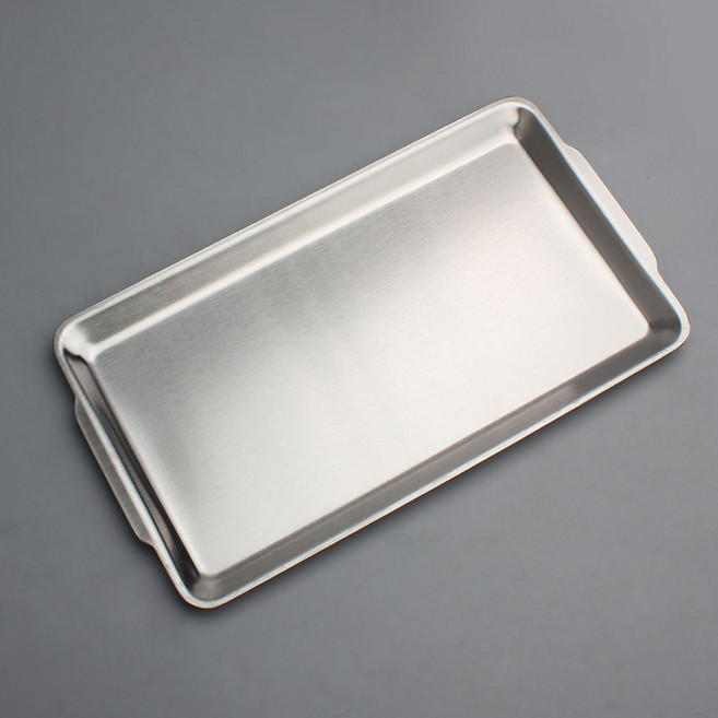 사각 스텐 트레이 긴 쟁반 접시 카페 손잡이 철제트레이, 1개