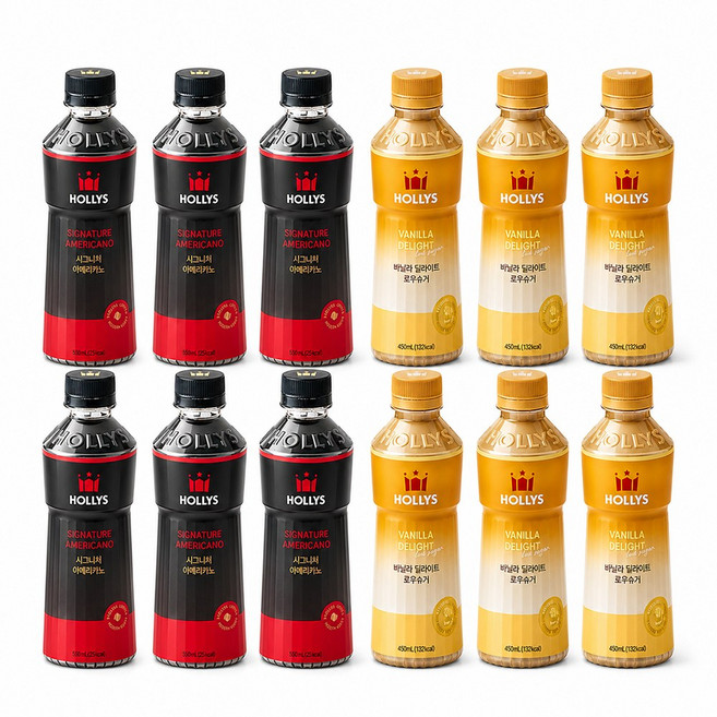 할리스 블랙아리아 아메리카노 550ml 6입 2개플러스바닐라딜라이트 로우슈거 450ml 6입 2개 총 24개