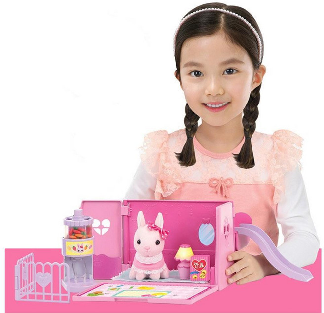 공주토끼 인형 키우기 먹이주기 가방집 여아 선물 애착 놀이 어린이집 돌보기, 1개