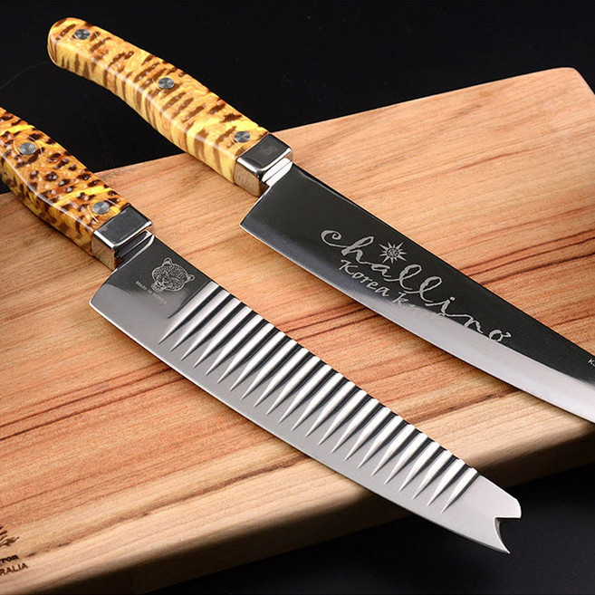 [첼링] 가야왕도 호피 프리미엄 주름 위생칼 보조칼날 논스틱 단품 식도 식칼, 식도 단품(빗살무늬), 1개