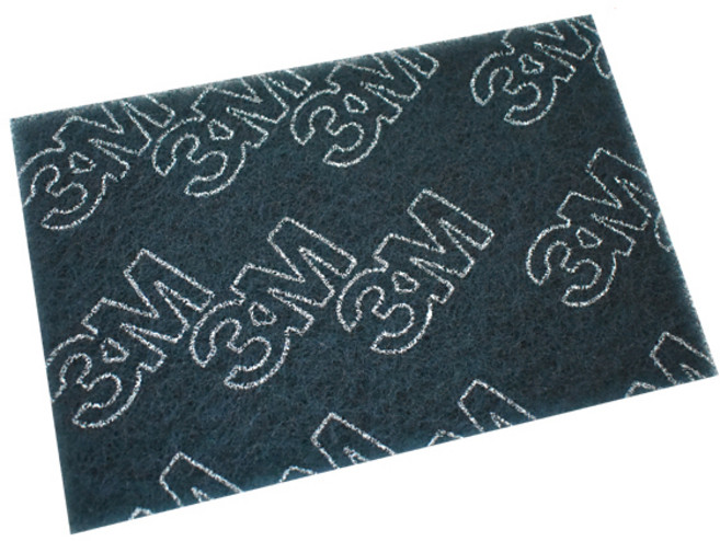 3M 스카치브라이트 공업 수세미 Mighty Blue 핸드 패드 320방 1장 사포 빼빠 금속 목재 샌딩 산업용, 1개