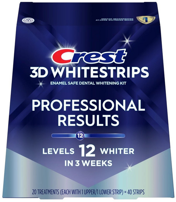 Crest 3D Whitestrips Professional Bright Levels 12 치아 미백 키트 20트리트먼트 40ct, 20개, 17g