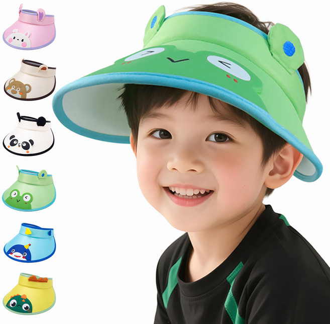 [HANNAL] 키즈 에니멀 캐릭터 썬캡 와이드챙 썬바이저