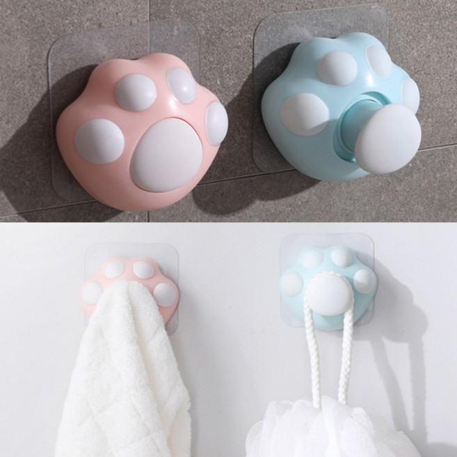 인테리어 고양이발바닥 다걸어 원터치후크 다용도걸이, 핑크, 1개