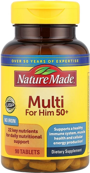 Nature Made 멀티 포 힘 50세 이상 90정 Made (네이처 메이드), 1개 - 쿠팡