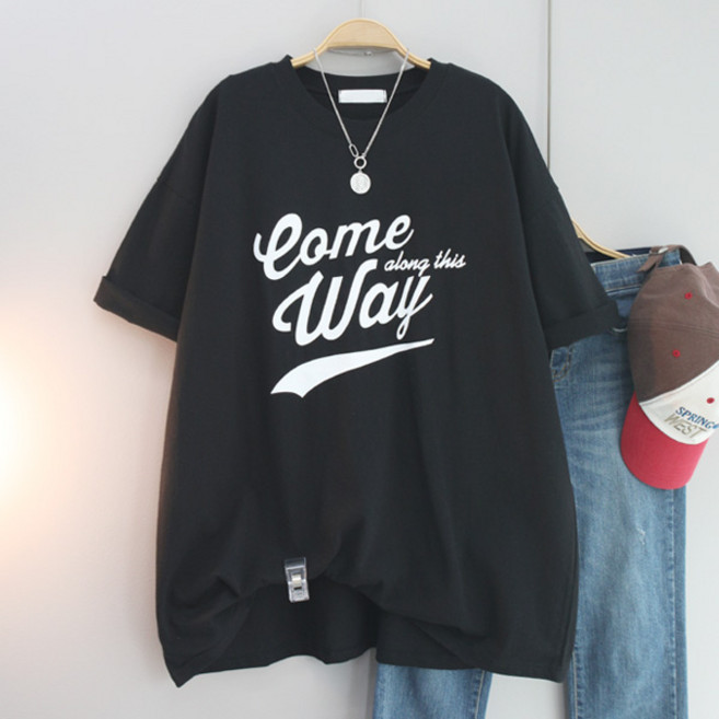 달콩 여성 빅사이즈 루즈핏 Way레터링박스반팔티