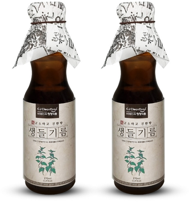청정식품 저온압착 생들기름 오메가3 함유 냉압착 들깨 기름, 2개, 270ml
