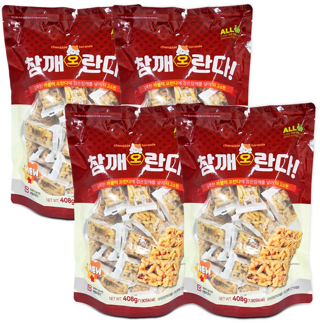 참깨 오란다 참깨강정 과자, 4개, 408g