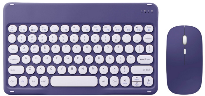 삼성 아이패드 태블릿 블루투스 키보드 + 마우스에 적합하다, 자주색, 7/8 인치