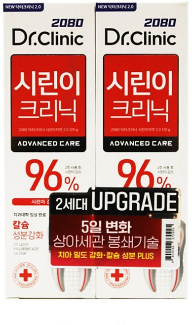 칼슘성분 시린이 보호 크리닉 데일리 닥터 잇몸 치약 2P 20590PC 1(PC), 120g, 시린이 2입