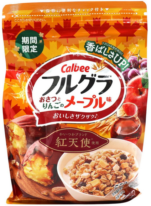 Calbee 卡樂比 水果燕麥脆 地瓜與蘋果楓糖口味, 1個, 550g