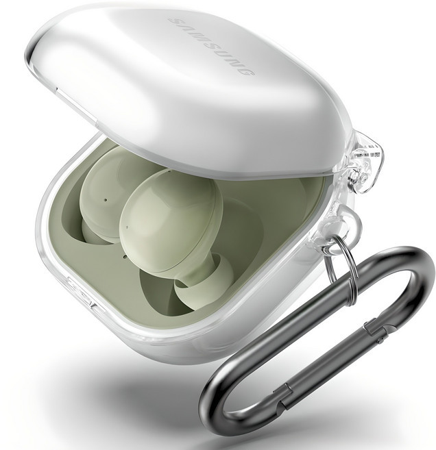 구스페리 갤럭시 투명 하드 케이스 + 분실방지 키링 세트, 버즈2pro/버즈2/버즈라이브/버즈프로/버즈FE, 1개